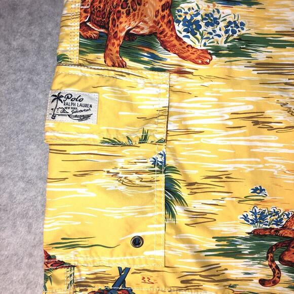 POLO RALPH LAUREN Shorts XL Vtg KAILUA 7.25" TRUNK BOARD Shorts Leopard Lined - Picture 2 of 13